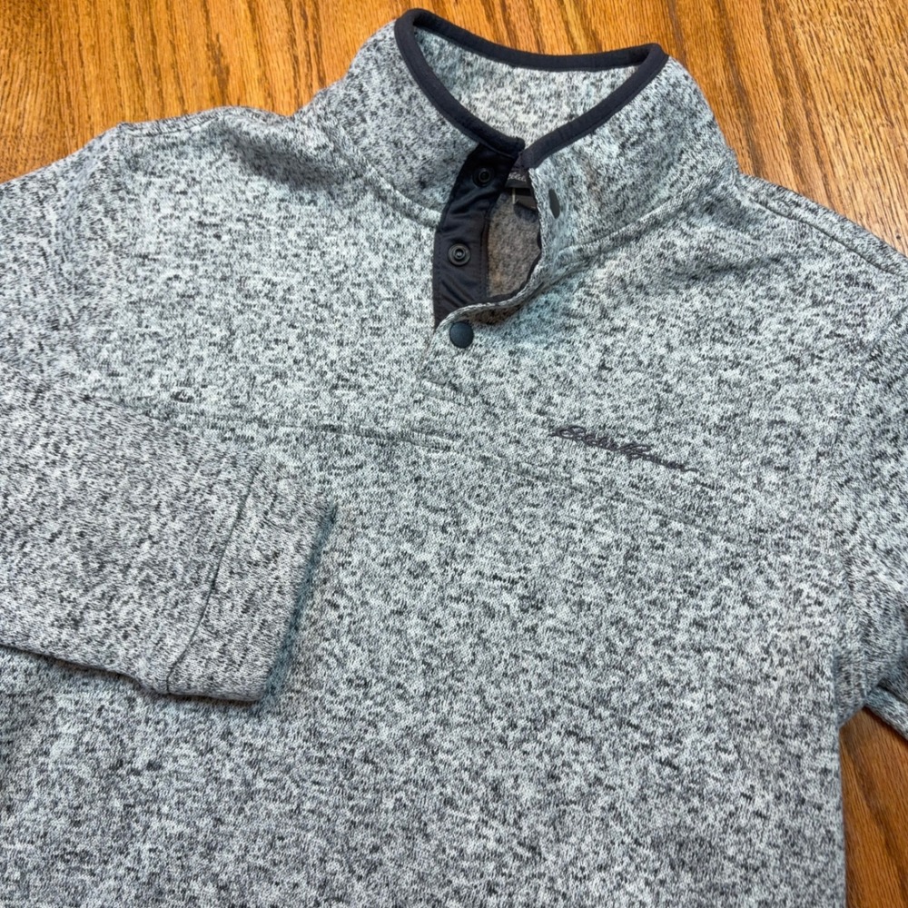 Eddie Bauer Radiator Fleece Pullover Mens M Grey Outdoor Snap Mock Neck Sweater